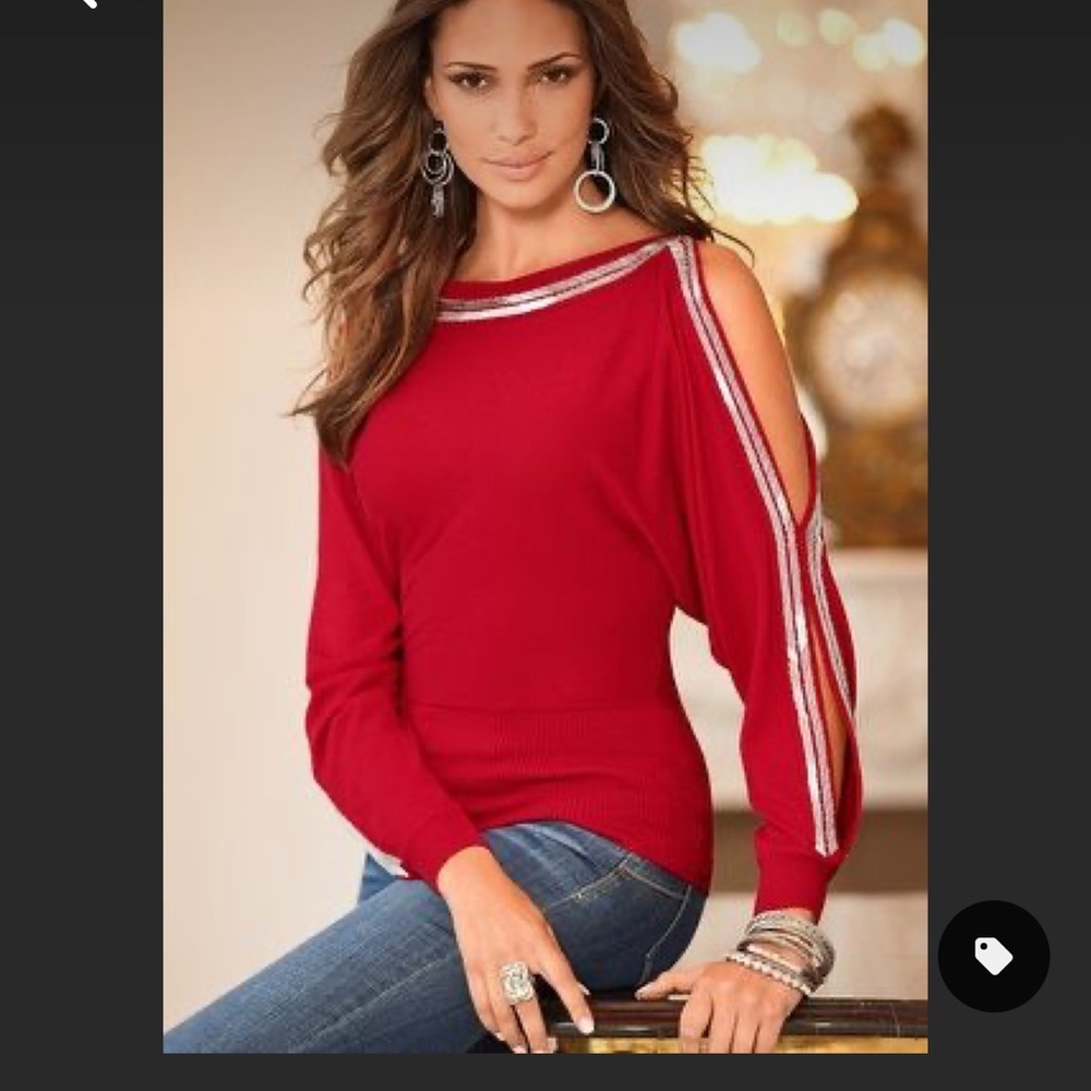 Boston proper chevron beaded open sleeve top